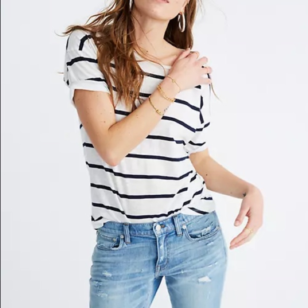 Madewell whisper cotton crewneck tee blue stripe